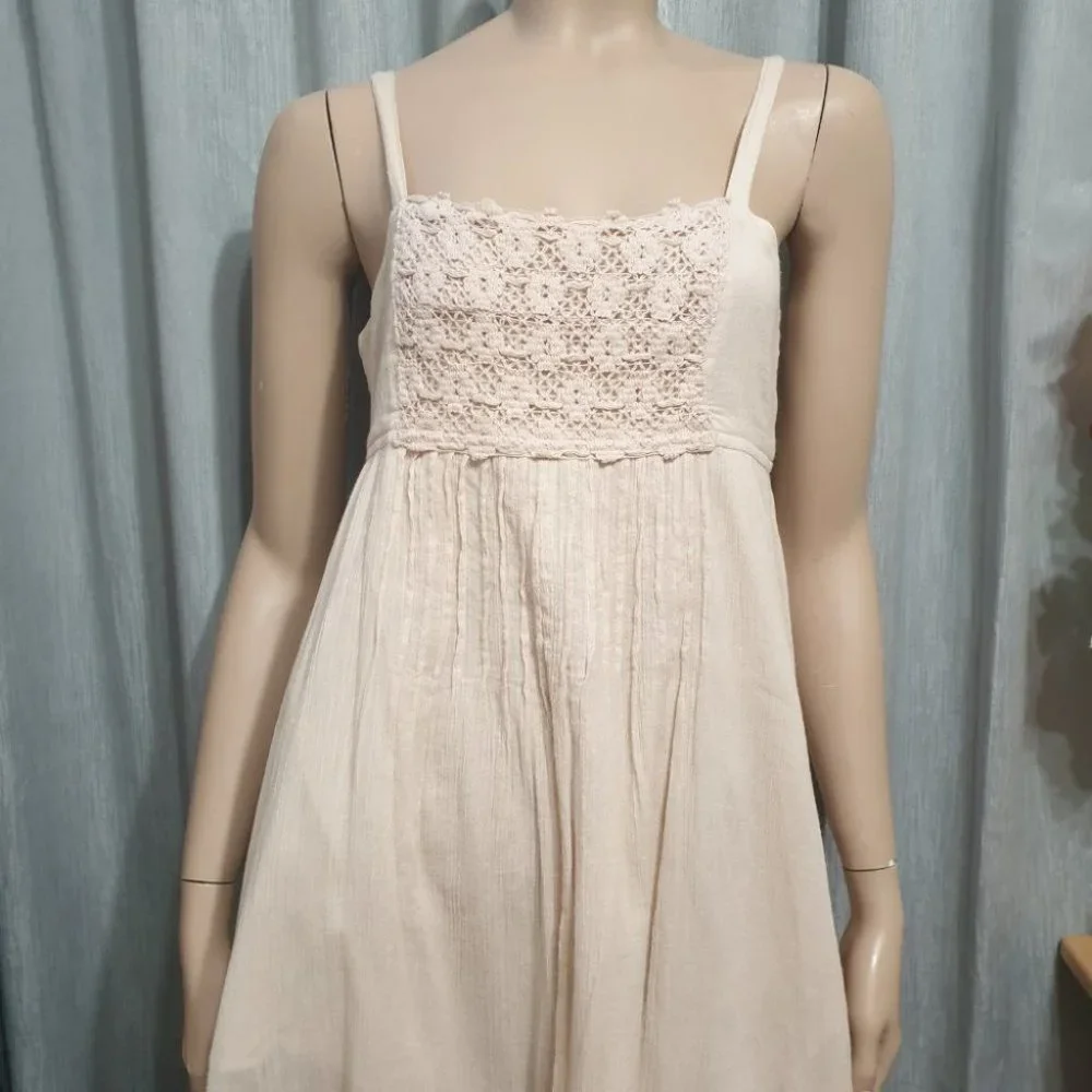 FOREVER NEW AU-8 Light Peach Dress Lined Empire Line Waist w/ Embroidery A-Line - Picture 6 of 14